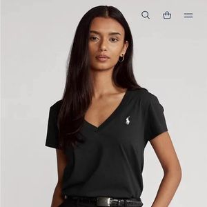 Black Polo Jersey V Neck Tee